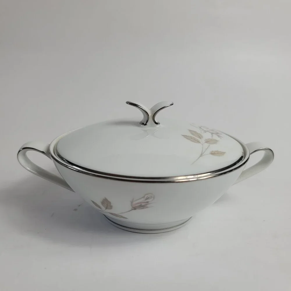 Noritake Sweet Talk Sugar Bowl & Lid White with Pink & White Roses